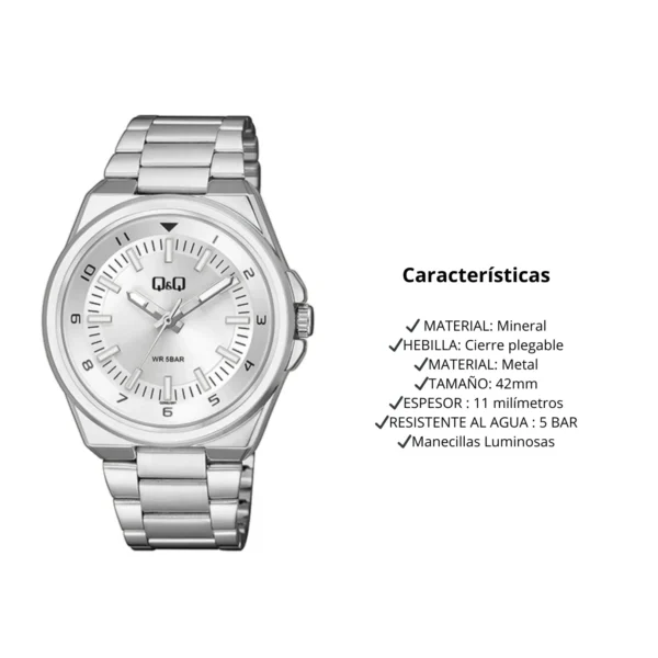 Esfera minimalista del reloj Q&Q Q09A006PY para hombre.