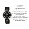 Especificaciones técnicas del reloj Q&Q Q32A-501PY, incluyendo materiales y resistencia al agua.