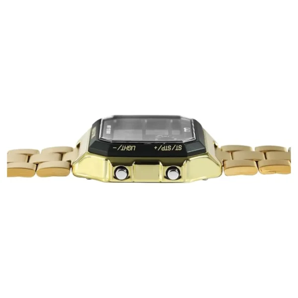 Reloj digital Q&Q dorado con correa ajustable extendida